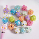 19mm Smiley Face Flower & Rhinestone Beads